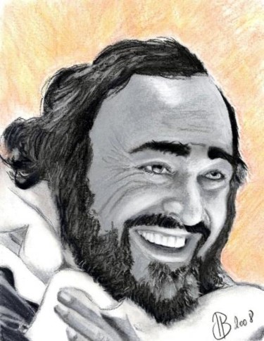 Painting titled "Luciano Pavarotti" by Jean-Luc Bellini, Original Artwork, Oil