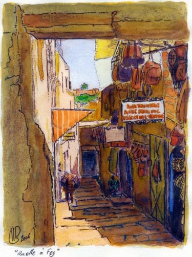 Painting titled "Medina, ruelle" by Jean-Luc Bellini, Original Artwork, Oil