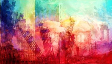 Arts numériques intitulée "TOWERS - 11 sept" par Jean-Luc Bellini, Œuvre d'art originale, Peinture numérique