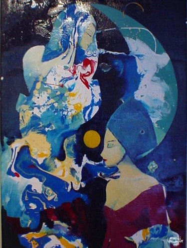 Pintura titulada "Damas de luna" por Maurici Bellmunt Carreté, Obra de arte original