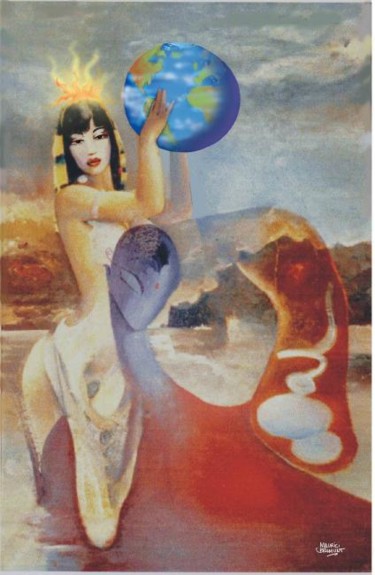 Painting titled "Fuego en la cabeza" by Maurici Bellmunt Carreté, Original Artwork