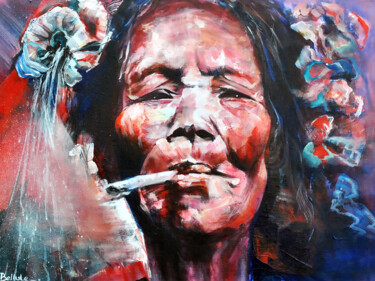 Pintura titulada "Mentawaï Woman" por Bellule, Obra de arte original, Acrílico