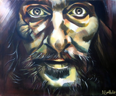 Painting titled "Jesus" by Bellule' Art, Original Artwork, Acrylic Mounted on Wood Stretcher frame