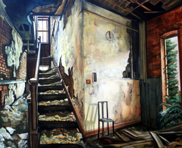 Painting titled "Foyer des songes" by Bellule' Art, Original Artwork, Oil Mounted on Wood Stretcher frame