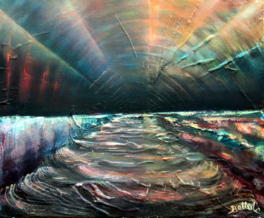 Painting titled "Horizon" by Bellule' Art, Original Artwork, Acrylic Mounted on Wood Stretcher frame