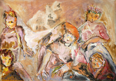 Pittura intitolato "1096 21 LES ENFANTS" da Claudine Gregoire (Claudine BELMAS-GREGOIRE), Opera d'arte originale, Acrilico