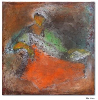 Pittura intitolato "SAN MARCO ORANGE 90…" da Claudine Gregoire (Claudine BELMAS-GREGOIRE), Opera d'arte originale, Olio