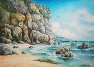 Pintura titulada "Praia da rocha" por Belmiro Dias Ferreira, Obra de arte original, Oleo