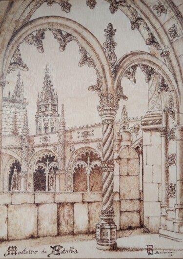 Prenten & gravures getiteld "Mosteiro da Batalha" door Belmiro Dias Ferreira, Origineel Kunstwerk, Silverpoint