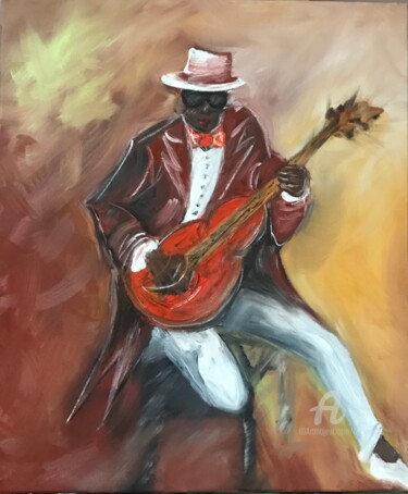Painting titled "Guitario" by David Belo, Original Artwork, Oil