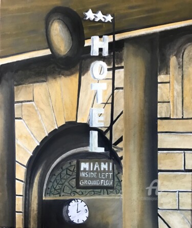 Peinture intitulée "hotel-rome" par David Belo, Œuvre d'art originale, Huile