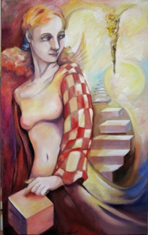 Peinture intitulée "l'escalier" par Isabelle Belsaï-Huart, Œuvre d'art originale