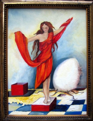 Peinture intitulée "l'oeuf neuf" par Isabelle Belsaï-Huart, Œuvre d'art originale