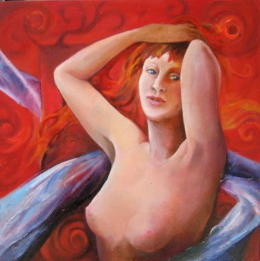 Peinture intitulée "nu rouge 2" par Isabelle Belsaï-Huart, Œuvre d'art originale, Huile