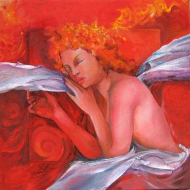 Peinture intitulée "nu  rouge 4" par Isabelle Belsaï-Huart, Œuvre d'art originale, Huile