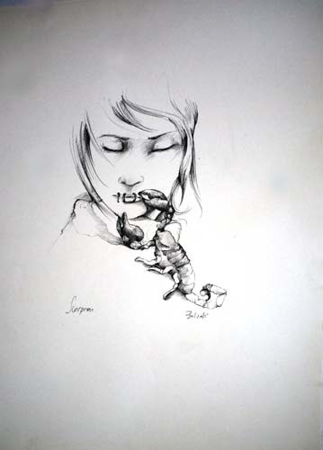 Dessin intitulée "le silence" par Isabelle Belsaï-Huart, Œuvre d'art originale