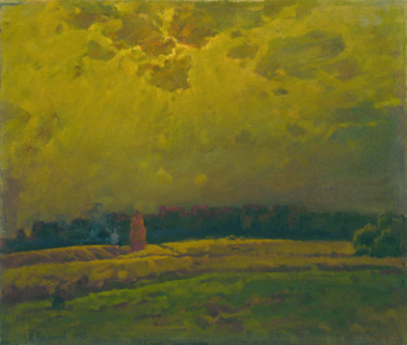 Peinture intitulée "Reaped field" par Vasily Belikov, Œuvre d'art originale, Huile