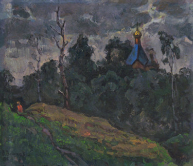 Painting titled "Overcast summer day" by Vasily Belikov, Original Artwork, Oil