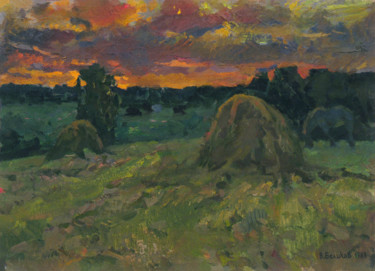Pittura intitolato "On the meadow" da Vasily Belikov, Opera d'arte originale, Olio