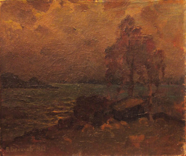 Peinture intitulée "Warm evening on the…" par Vasily Belikov, Œuvre d'art originale, Huile