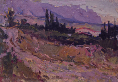 Pittura intitolato "Crimean landscape" da Vasily Belikov, Opera d'arte originale, Olio
