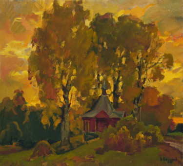 Pintura titulada "A chapel" por Vasily Belikov, Obra de arte original, Oleo