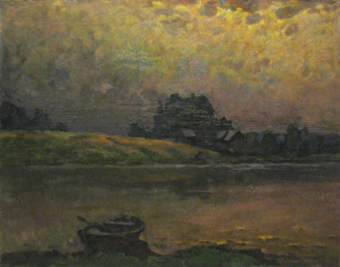 Painting titled "On the river after…" by Vasily Belikov, Original Artwork, Oil