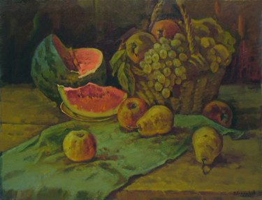 Картина под названием "Still life with wat…" - Vasily Belikov, Подлинное произведение искусства, Масло