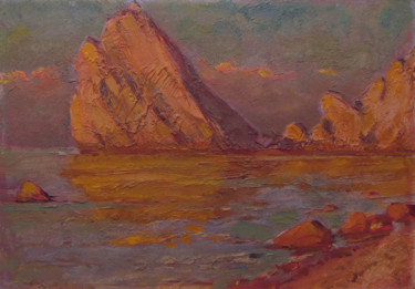 Картина под названием "Cliff in the mornin…" - Vasily Belikov, Подлинное произведение искусства, Масло