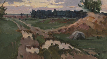 Peinture intitulée "Country road" par Vasily Belikov, Œuvre d'art originale, Huile