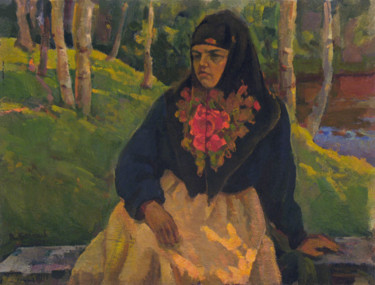 Malarstwo zatytułowany „Woman portrait” autorstwa Vasily Belikov, Oryginalna praca, Olej