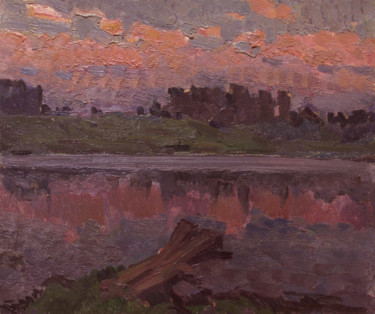 Картина под названием "Summer evening on t…" - Vasily Belikov, Подлинное произведение искусства, Масло