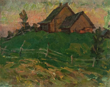 Painting titled "Village outskirts" by Vasily Belikov, Original Artwork, Oil