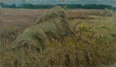 Painting titled "Haystack" by Vasily Belikov, Original Artwork, Oil