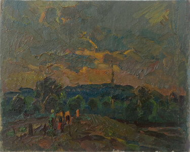 Painting titled "Evening subject" by Vasily Belikov, Original Artwork, Oil