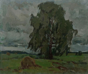 Painting titled "Lonely tree" by Vasily Belikov, Original Artwork, Oil