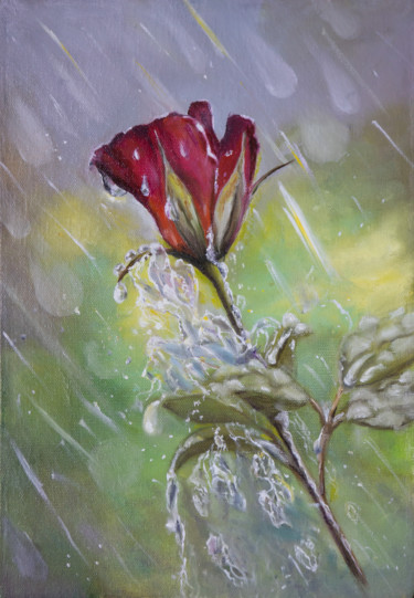 Картина под названием "роза" - Наталья Белякова, Подлинное произведение искусства, Масло