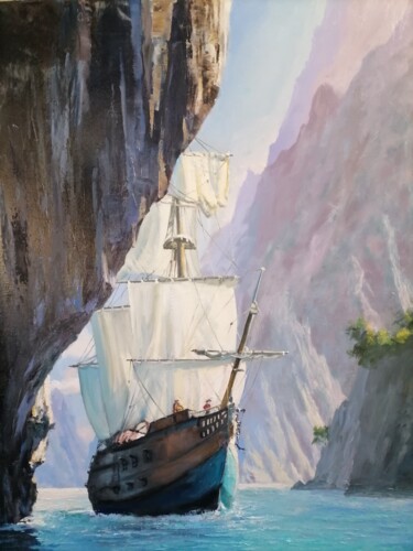 Картина под названием "К далёким берегам" - Наталья Белякова, Подлинное произведение искусства, Масло