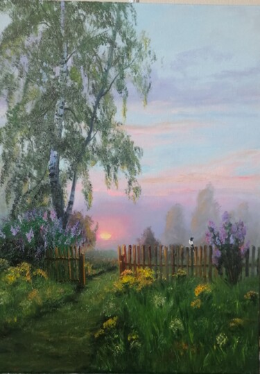Painting titled "Летний вечер" by Natalia Beliakova, Original Artwork, Oil