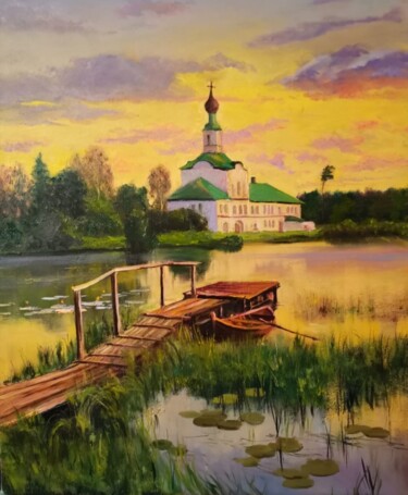 Painting titled "Вечерний звон" by Natalia Beliakova, Original Artwork, Oil