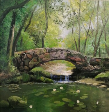 Peinture intitulée "Лесной пруд" par Natalia Beliakova, Œuvre d'art originale, Huile
