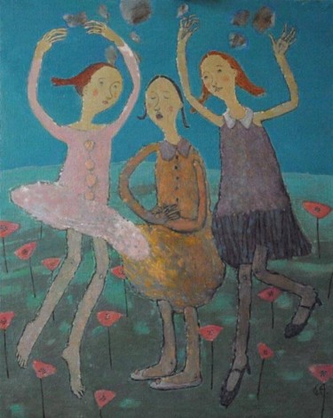 Картина под названием "two dancing girls a…" - Elena Belyakova, Подлинное произведение искусства