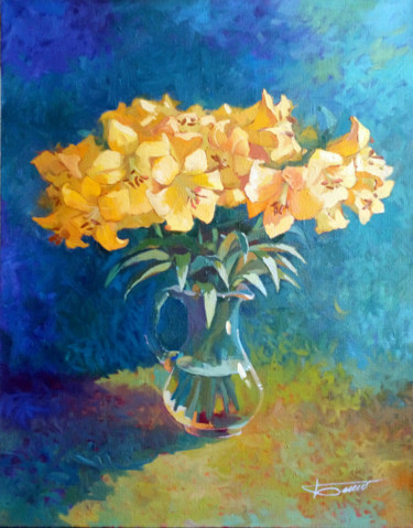 Painting titled "Floral oil painting…" by Denis Bely, Original Artwork, Oil