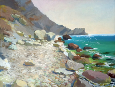 Painting titled "Oil seascape, rocky…" by Denis Bely, Original Artwork, Oil
