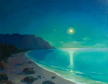 Картина под названием "Moonlight painting,…" - Denis Bely, Подлинное произведение искусства, Масло
