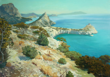 Painting titled "Rocky coastline." by Denis Bely, Original Artwork, Oil