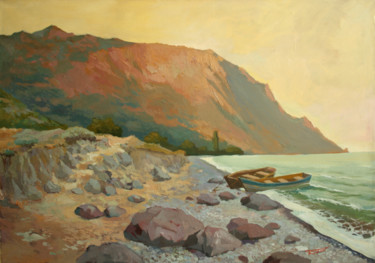 Painting titled "Evening landscape." by Denis Bely, Original Artwork, Oil