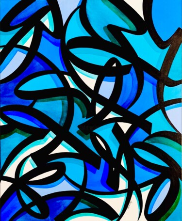 Peinture intitulée "Blue Emeraude" par Belzac, Œuvre d'art originale, Acrylique