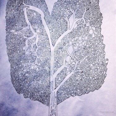 Dessin intitulée "ash tree labyrinth…" par Ben Hattrell, Œuvre d'art originale, Stylo à bille