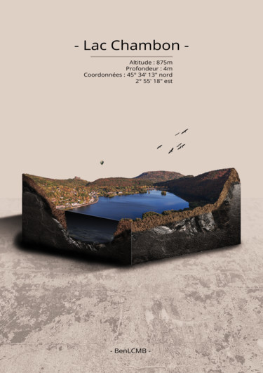 Digitale Kunst getiteld "- Lac Chambon - Min…" door Ben Lcmb, Origineel Kunstwerk, Foto Montage